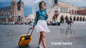 a girl walking use travel hacks