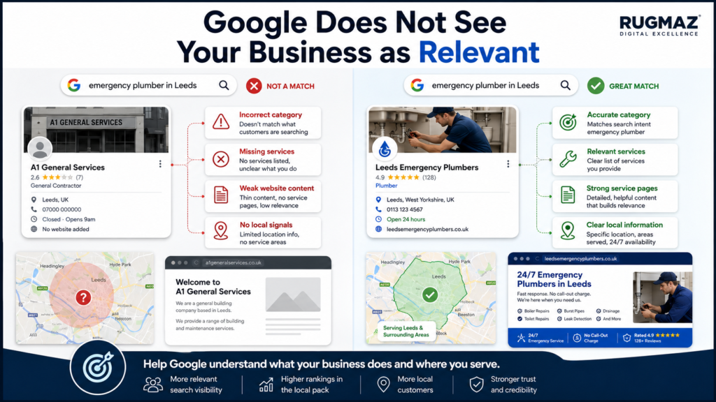 Google visibility and business relevance comparison