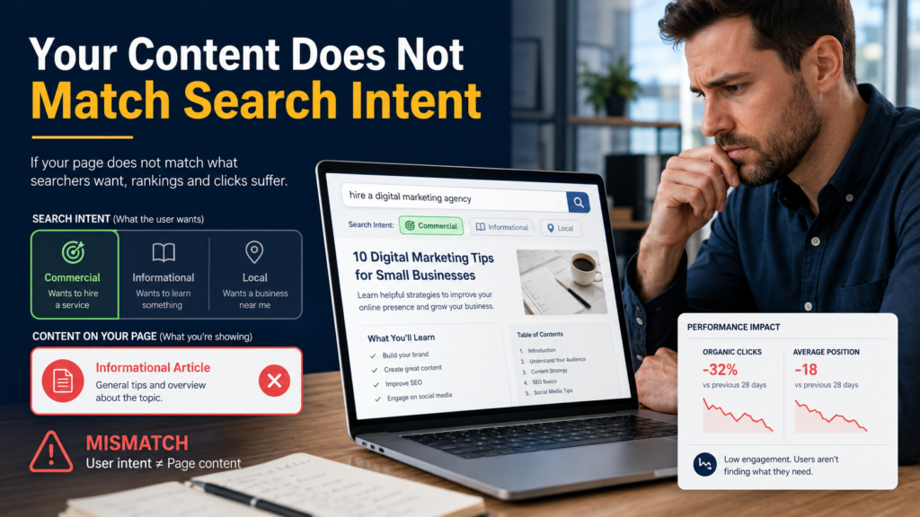 Mismatch between search intent and content