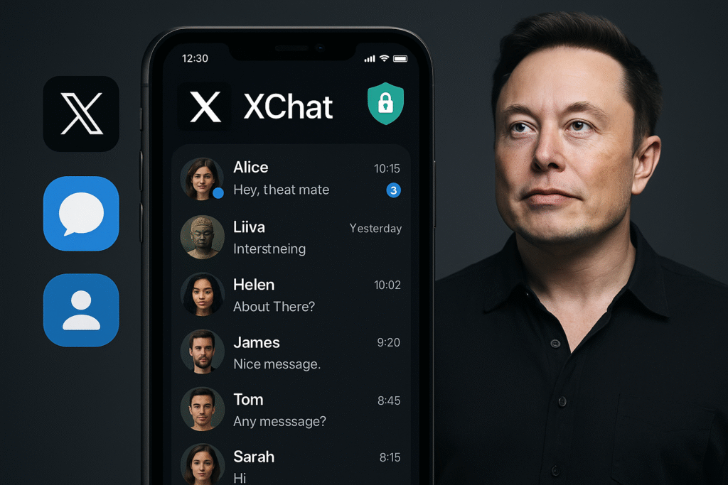 Elon Musk announcing XChat, the new secure messaging app inside X