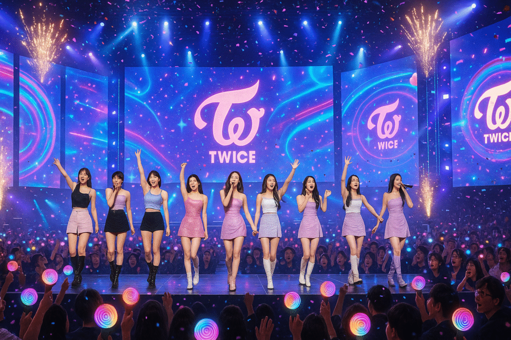 all team member gathered for TWICE World Tour 2025 