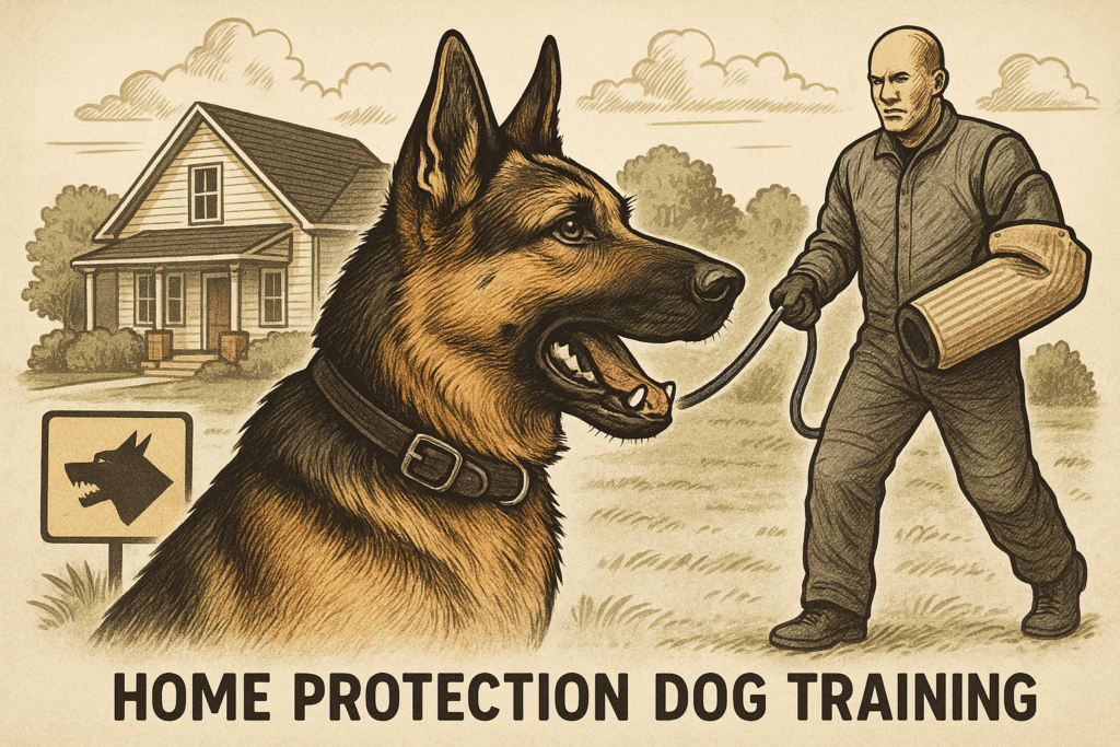 Professional trainer teaching obedience as part of Home Protection Dog Training