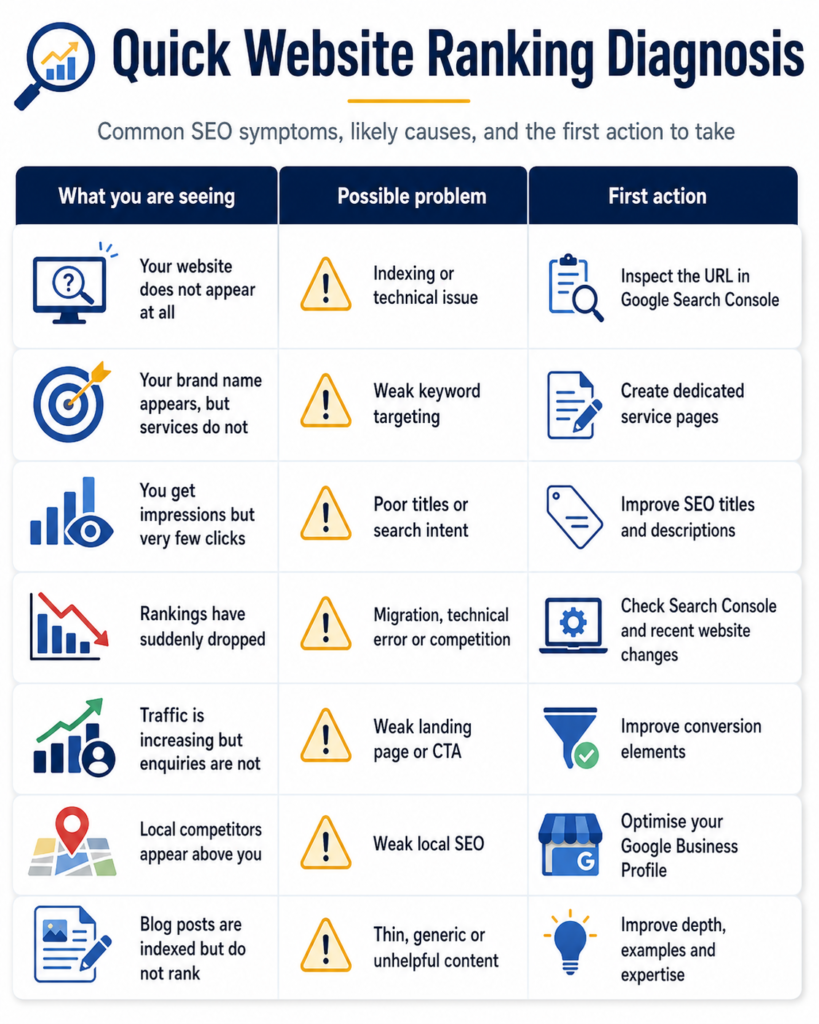 quick diagnosis Why Is My Website Not Ranking on Google? 
